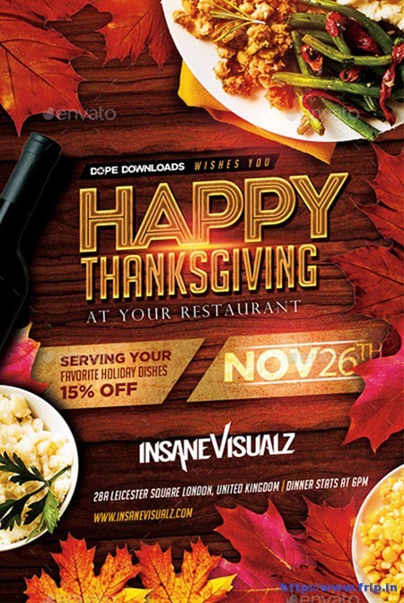 Free Thanksgiving Dinner Flyer Template Festival Collections Day