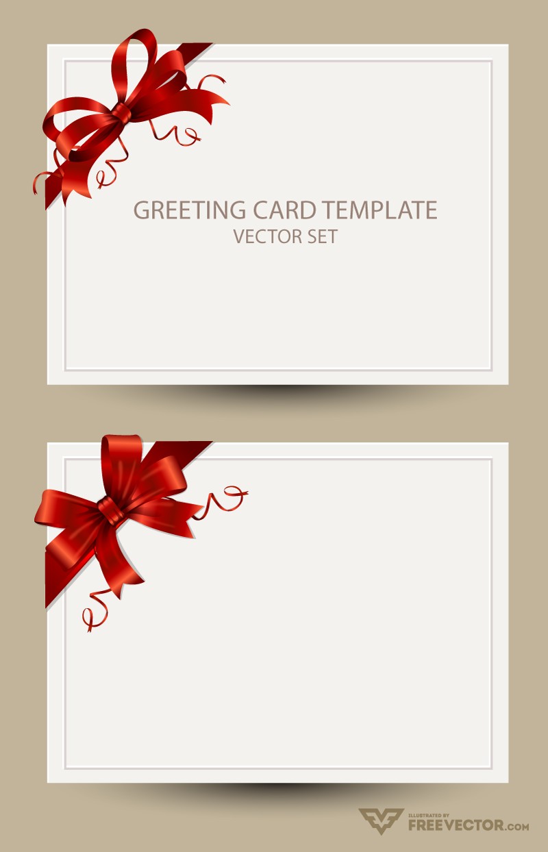 Freebie Greeting Card Templates With Red Bow AI EPS PSD PNG Eps Psd