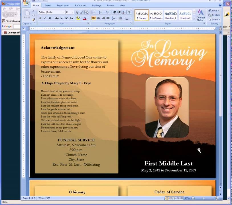 Funeral Program Template Free Backgrounds