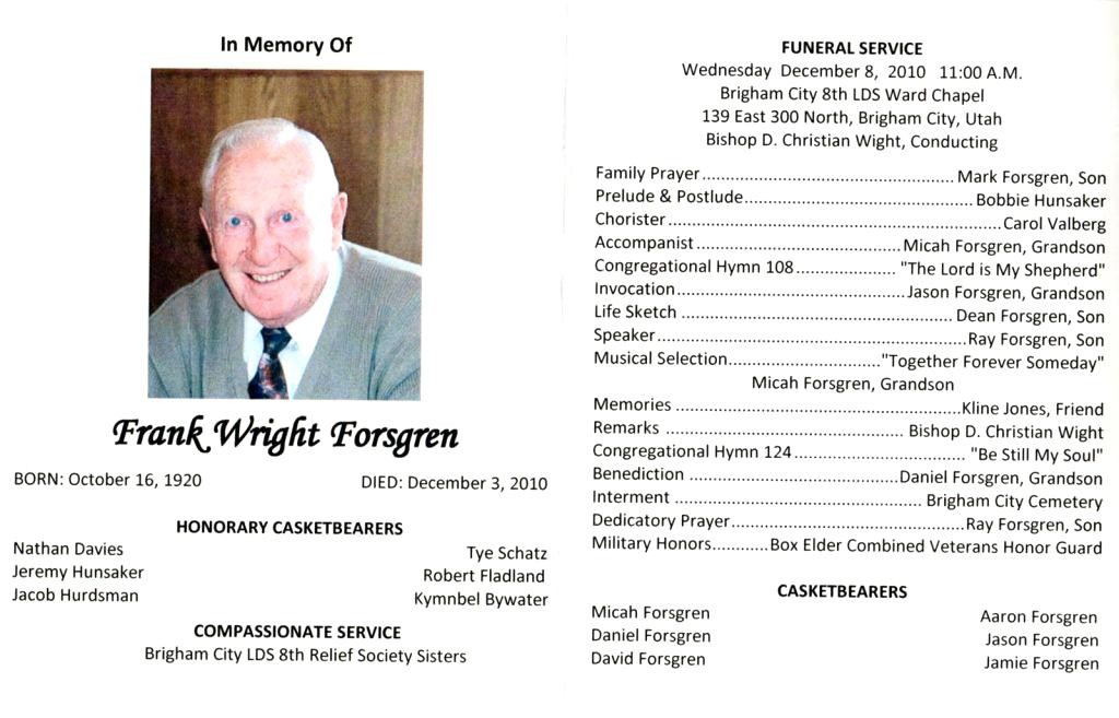 Funeral Service Program Template Brochure Word How Memorial