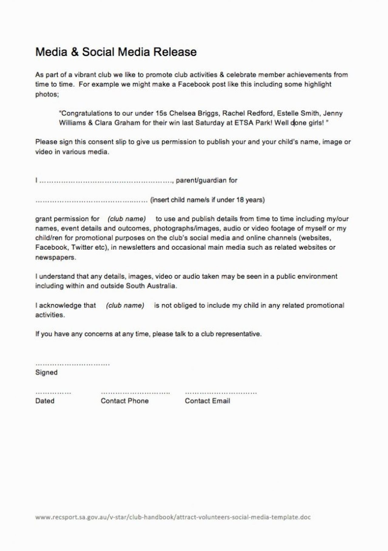 General Media Release Form Sample Capable And Inspirational Example