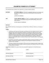 General Power Of Attorney Template Sample Form Biztree Com Unlimited