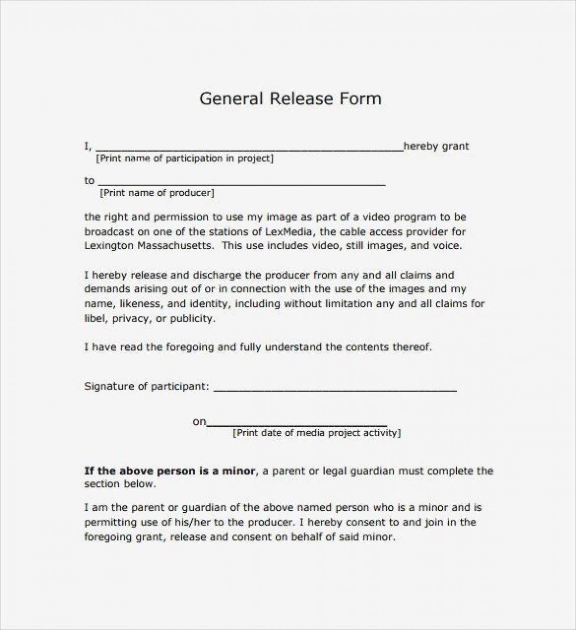 General Release Of Information Form Template The Miracle Achievable Example