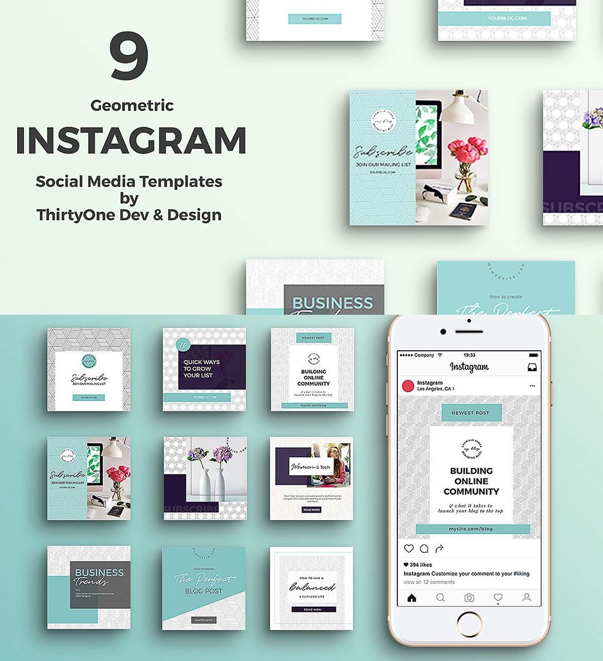 Geometric Instagram Templates Set Free Download Template