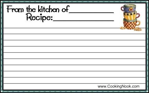 Get Free Printable Recipe Cards Here Cookingnook Com 3x5