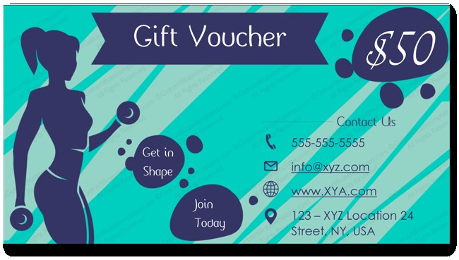 Get In Shape Gift Certificate Template Gym Fitness Card