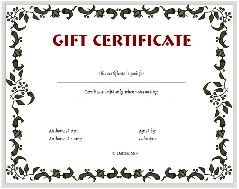 Gift Certificate Templates Office Template