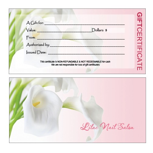 Gift Certificates Printing For Nail Salon Certificate Template Free