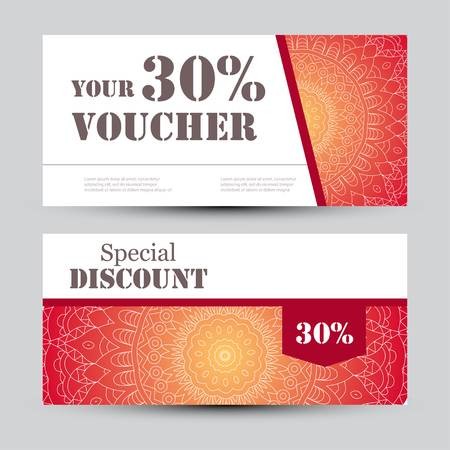 Gift Voucher Template With Mandala Design Certificate For Sport Yoga