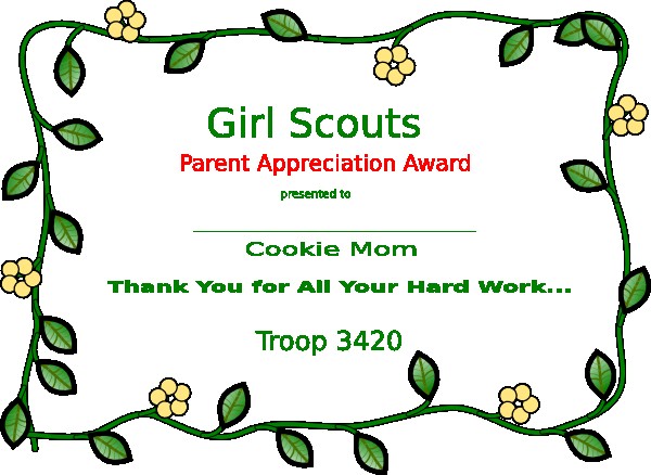 Girl Scout Cookie Mom Certificate Clip Art At Clker Com Vector Of Appreciation