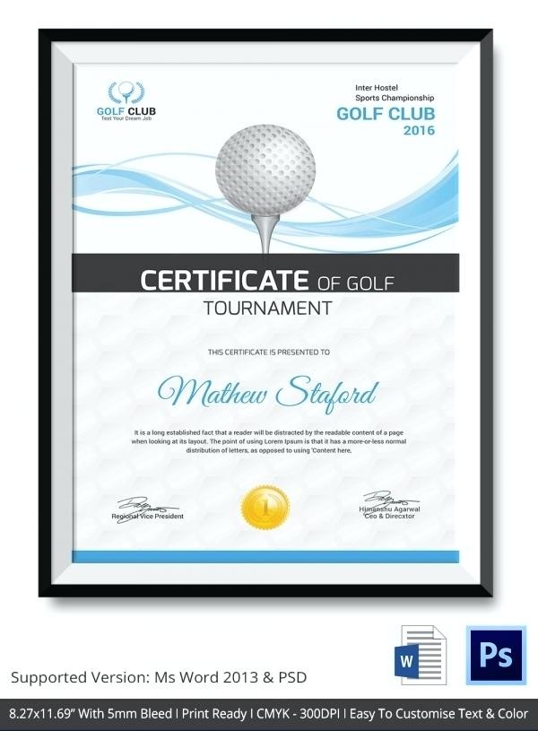 Golf Gift Certificate Template Society Handicap Flybymedia