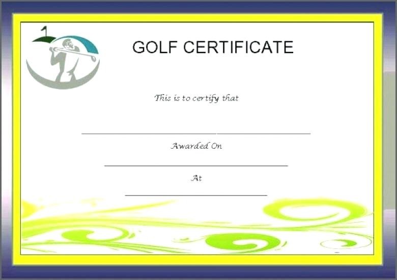 Golf Handicap Card Template Certificate