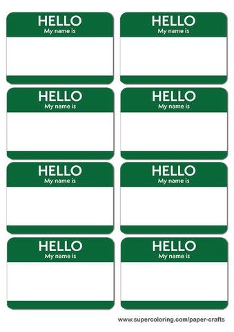 Green Name Badges Printable Template Free Papercraft Hello My Is Tags