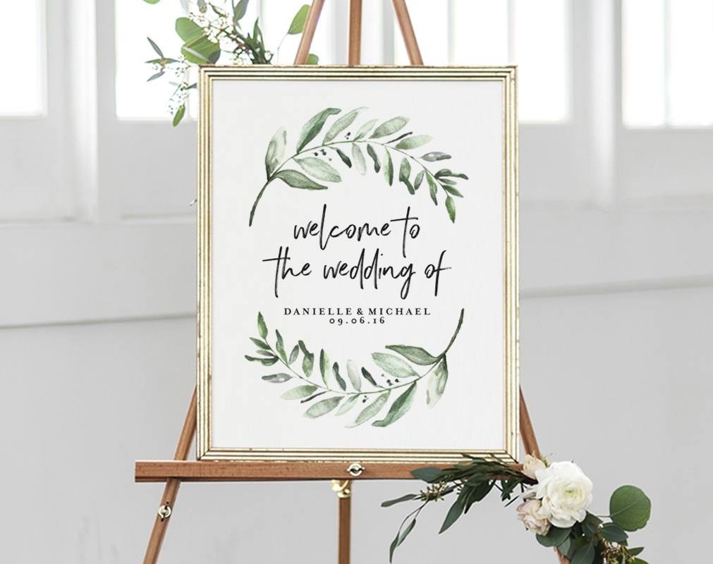 Greenery Wedding Sign Welcome
