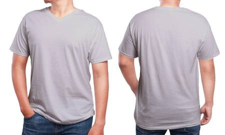 Grey T Shirt Mock Up Front And Back View Isolated Male Model Mockup