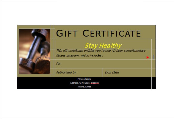 Gym Gift Certificate Template Fitness