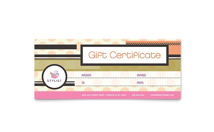 Hairstylist Gift Certificate Template Word Publisher Office