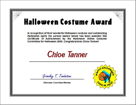 Halloween Articles Awards Certificates To Download
