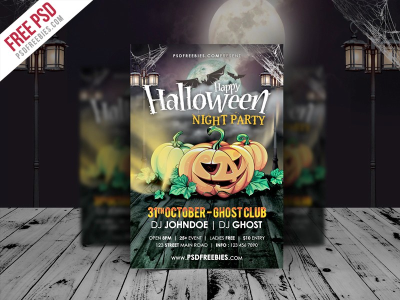 Halloween Night Party Flyer Template Free PSD PSDFreebies Com Psd Download