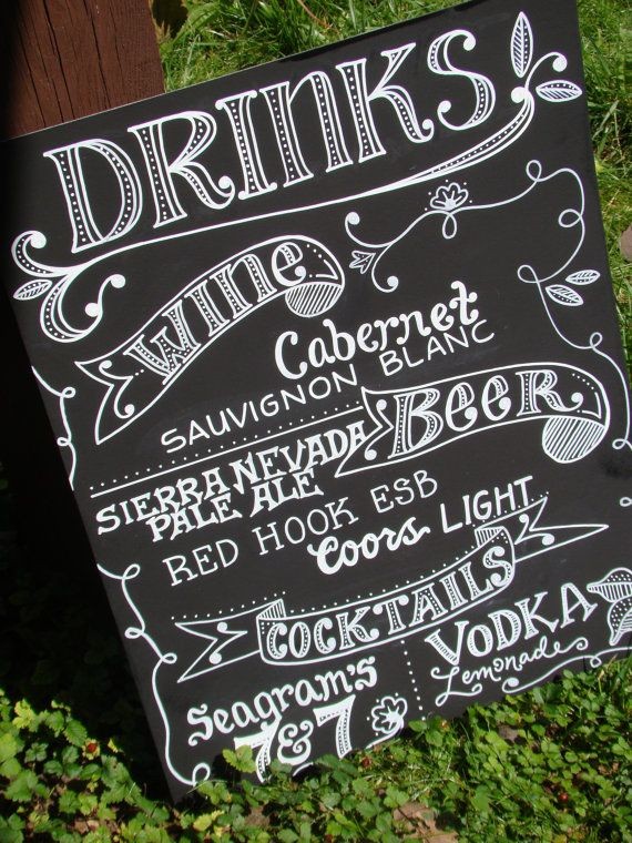 Handwritten Chalkboard Drinks Sign By Maryandjack On Etsy 50 00 Wedding Fonts