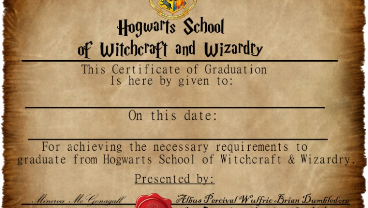 Harry Potter Certificate Template 5 Metal Spot