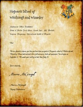 Harry Potter Theme Classroom Hogwarts Acceptance Letter Make Your Own