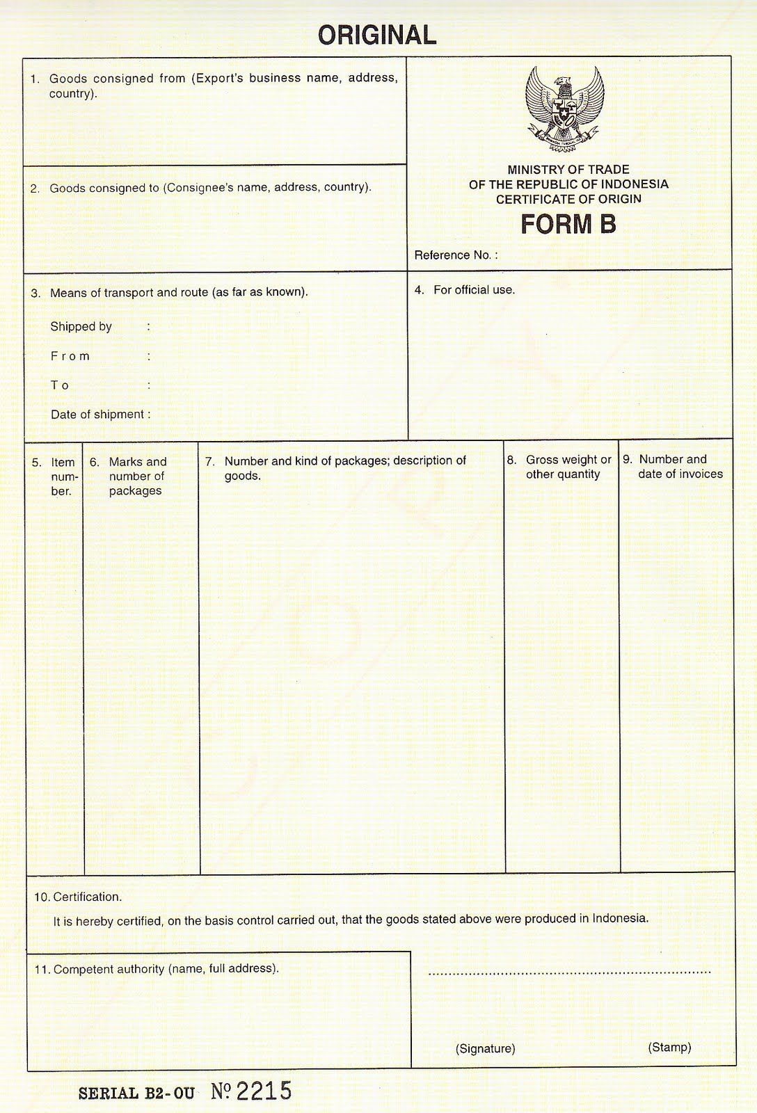 Hasil Gambar Untuk Form B Certificate Of Origin Indonesia