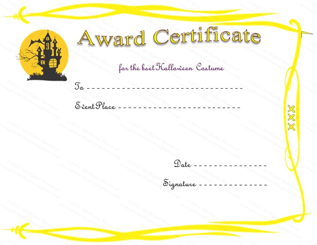 Haunted House Award Certificate Template Halloween Certificates To