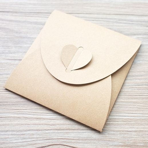Heart Clasp Kraft Paper CD DVD Sleeve Envelopes Cd Packaging 100pcs