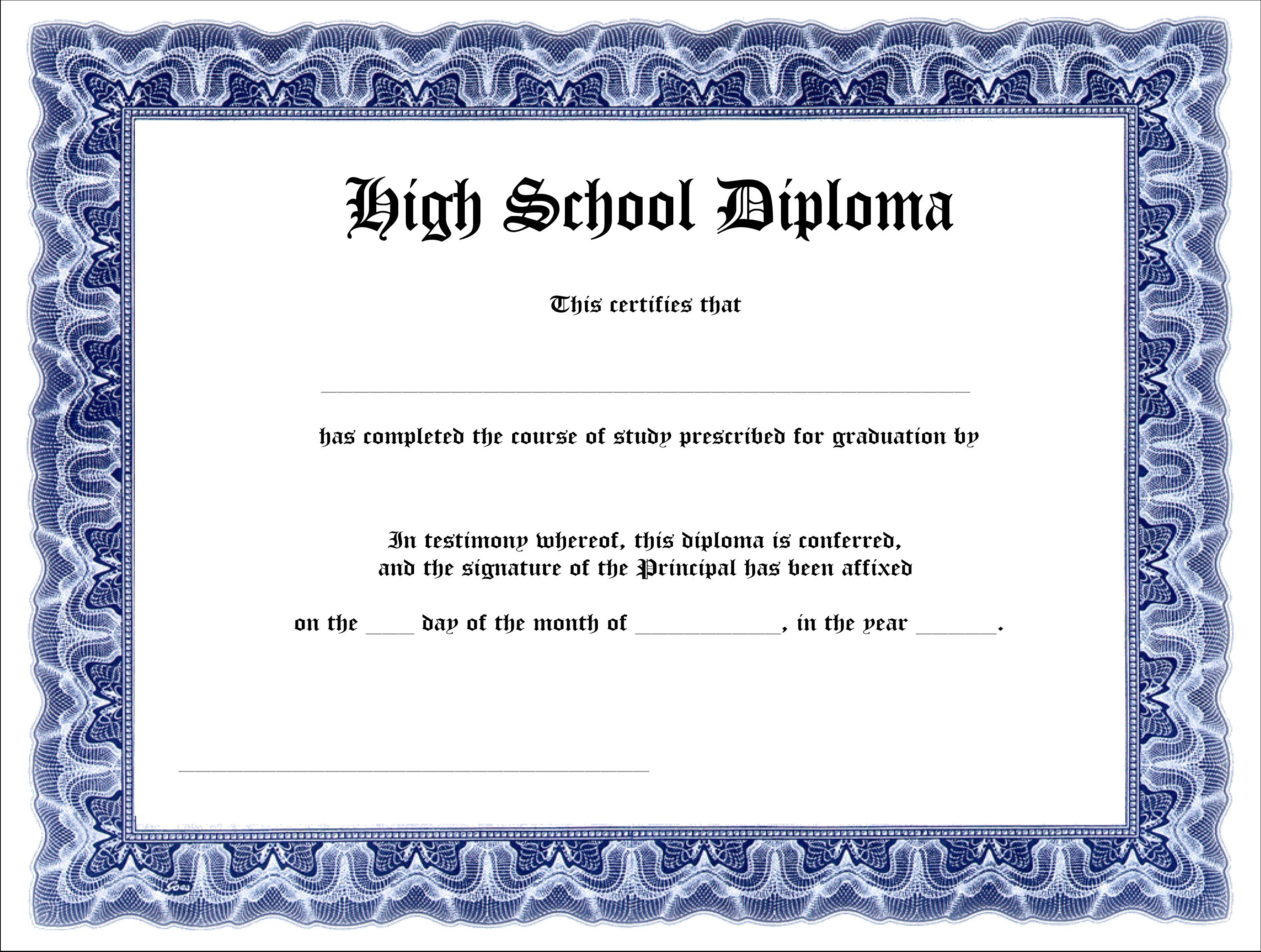 High School Diploma Template Allwaycarcare Com Printable
