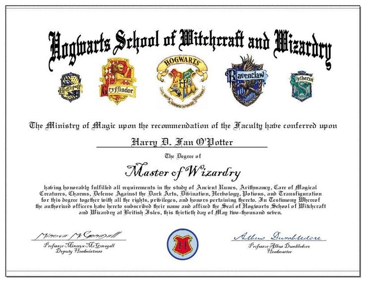 Hogwarts Certificate Template 90 Best