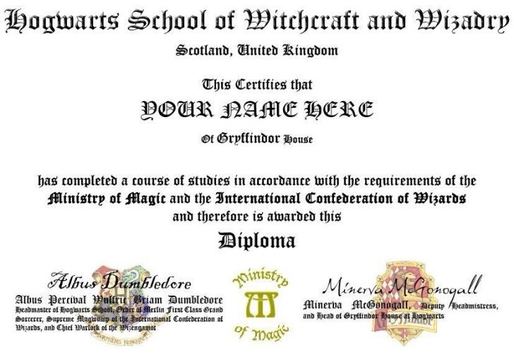 Hogwarts Certificate Template Gimpexinspection Com