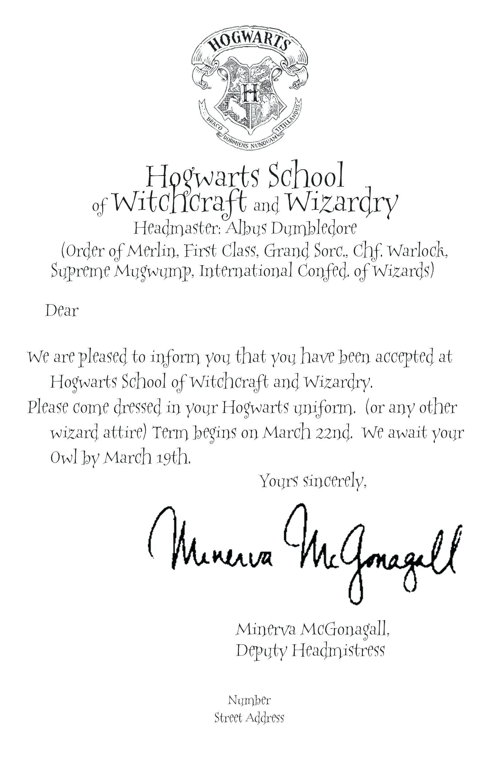 Hogwarts Certificate Template Resume Cover Letter 2018 Harry Potter