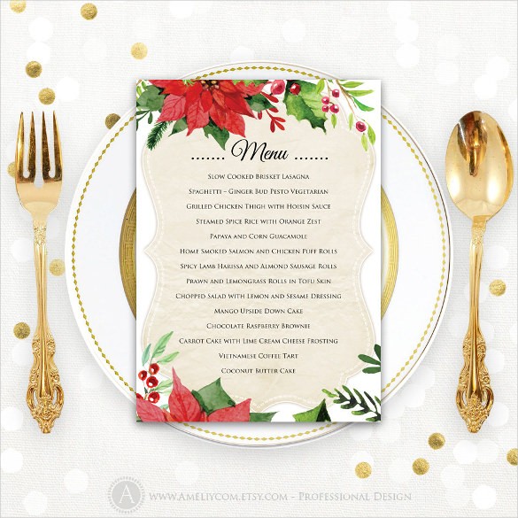 Holiday Menu Template 25 Free PDF EPS PSD Format Download Blank Christmas Templates