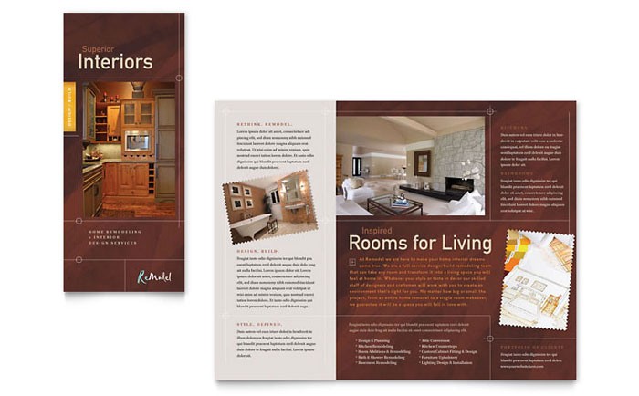Home Remodeling Tri Fold Brochure Template Design Interior Samples