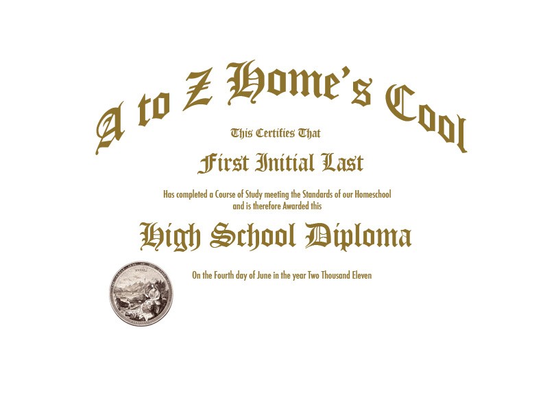 Homeschool Diploma Photoshop Template A2Z Homeschooling
