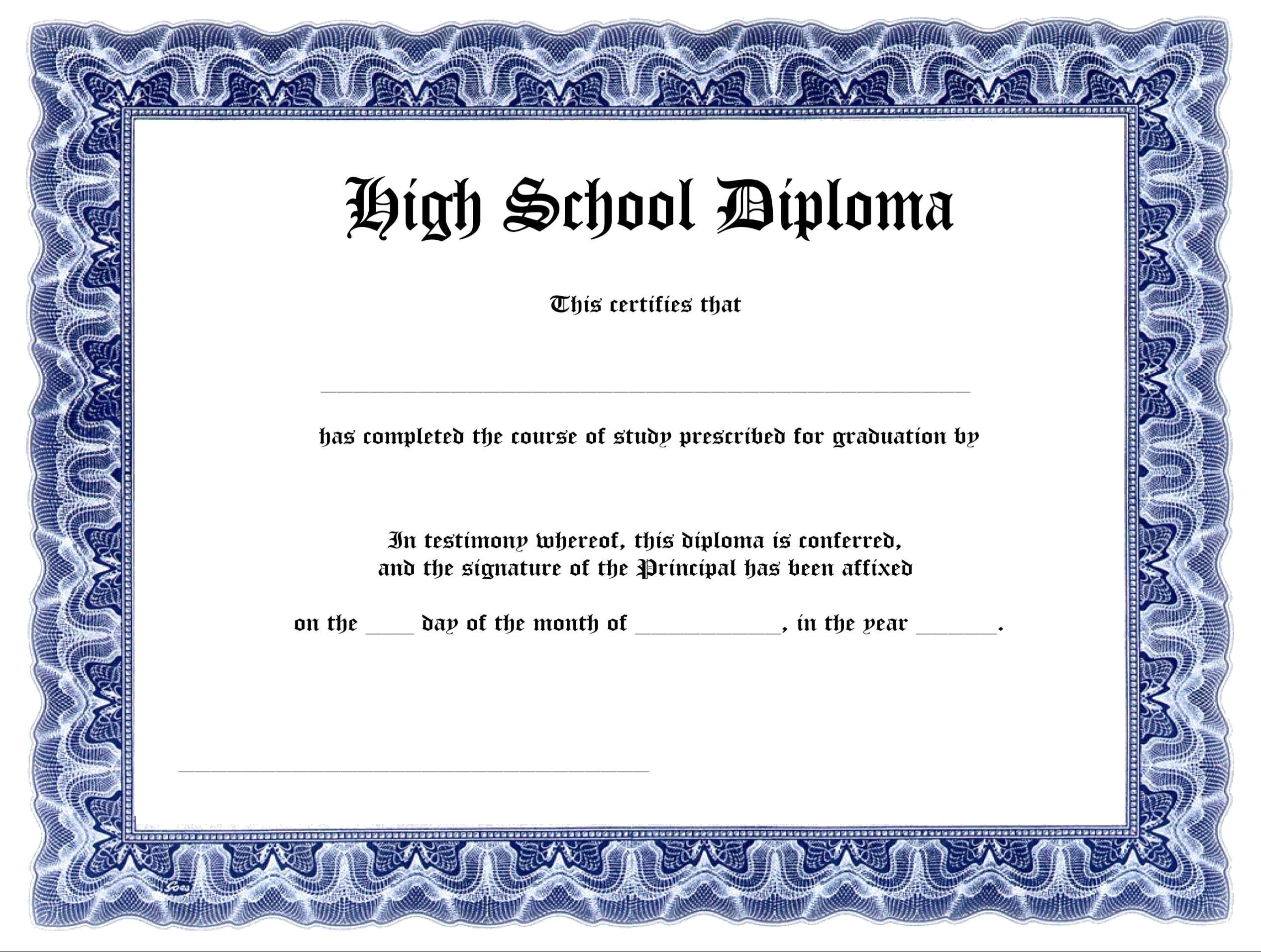 Homeschool Diploma Template Free In High School