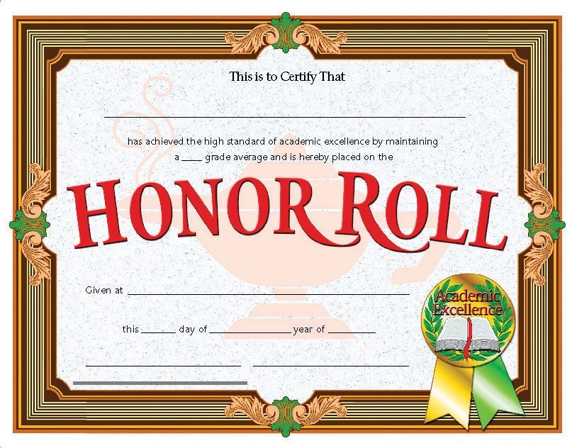Honor Roll Certificate Free Printable Good Girl Award Certificates Awards