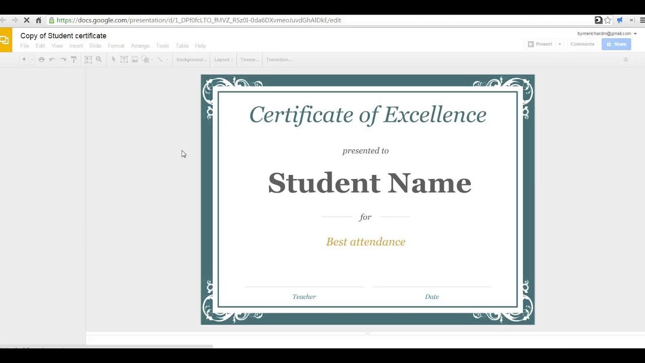 How To Create A Certificate In Google Slides YouTube Drive