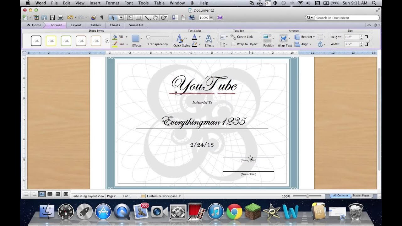 How To Create A Certificate On Word 2011 Mac YouTube Templates