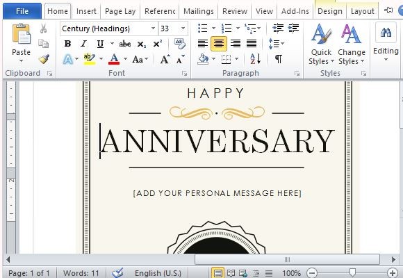 How To Create A Printable Anniversary Gift Certificate Work Template