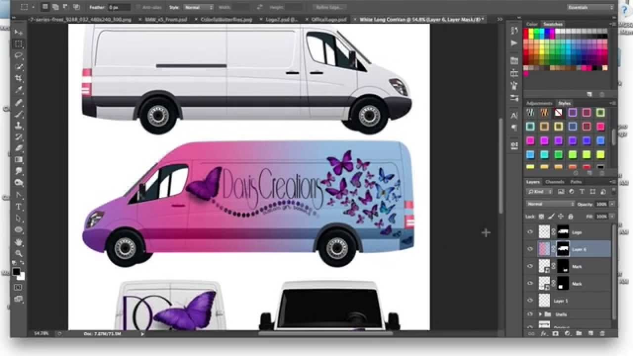 How To Make A Commercial Cargo Van Car Wrap Mockup Tutorial Vehicle Graphics Templates