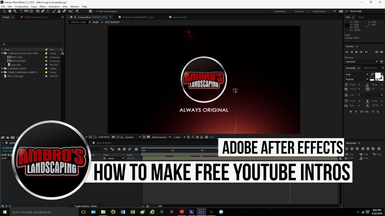 How To Make FREE YouTube Intros Using Adobe After Effects Tricks Youtube Intro