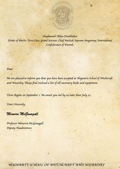 I M A What Harry Potter Pinterest Hogwarts Acceptance Letter Make Your Own