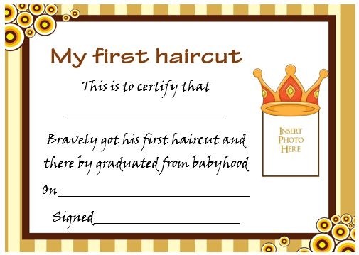 Ideas Collection For My First Haircut Certificate Template About