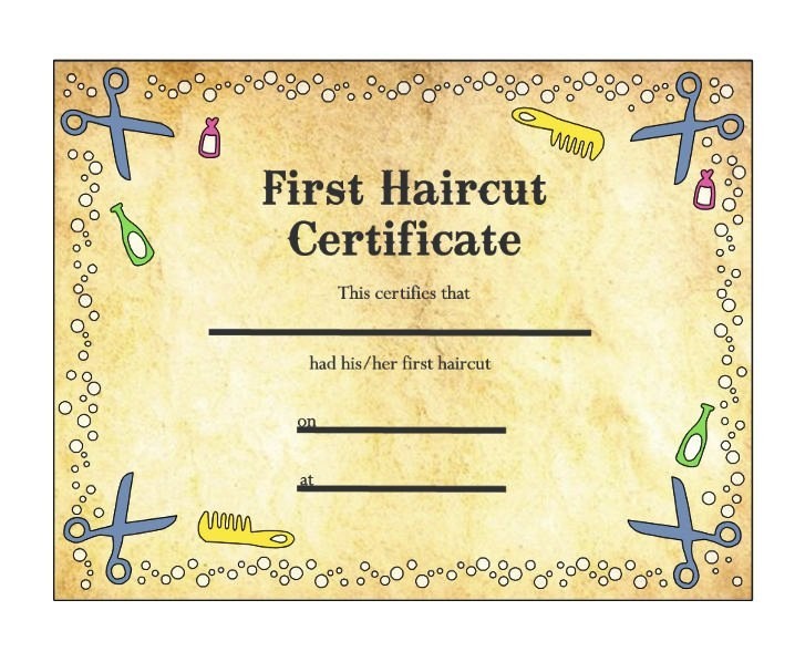 Ideas Collection For My First Haircut Certificate Template Of Format