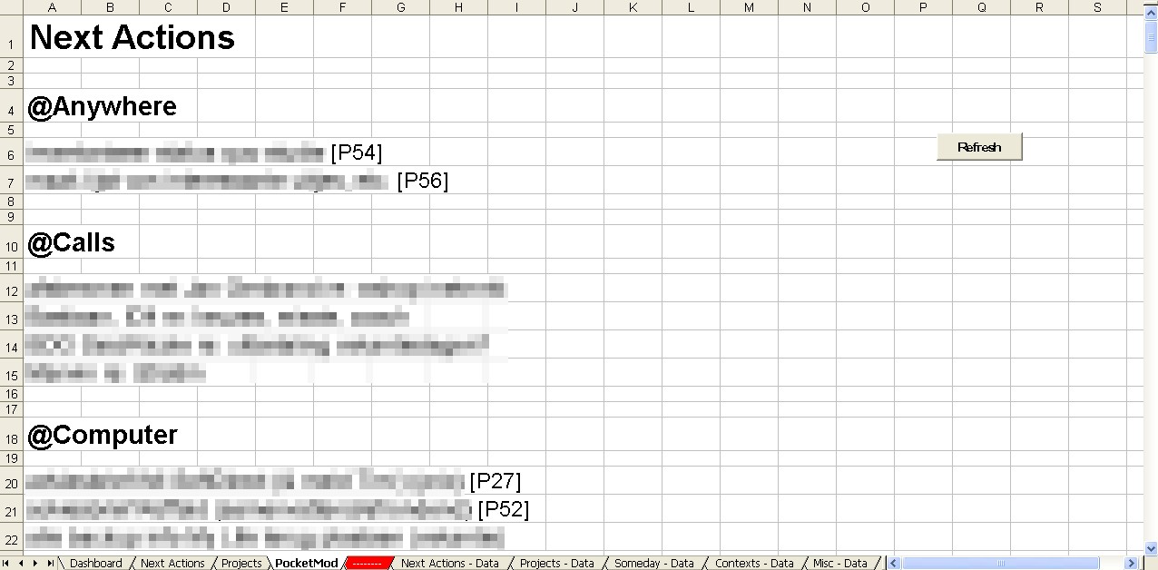Implementing GTD With Excel Getting Things Done Pocketmod