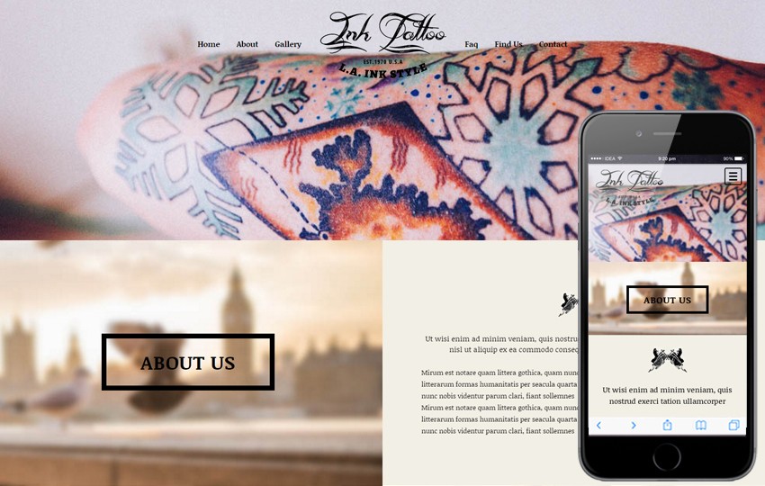 Ink Tattoo A Fashion Category Flat Bootstrap Responsive Web Template Free