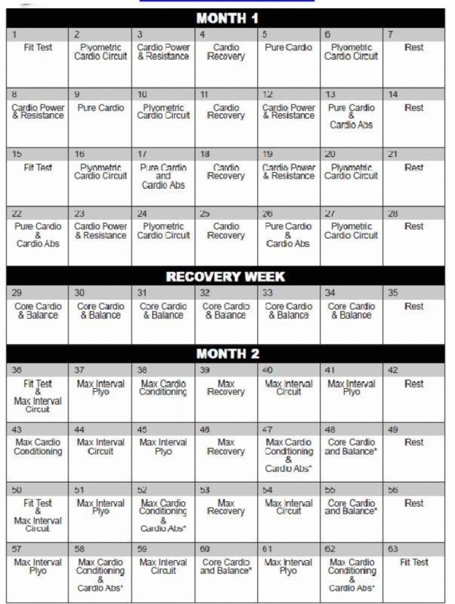 Insanity Calendar And Nutrition Guide Ghju6 Printable Template