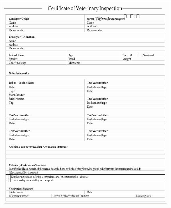 Inspection Release Certificate Template Com Veterinary